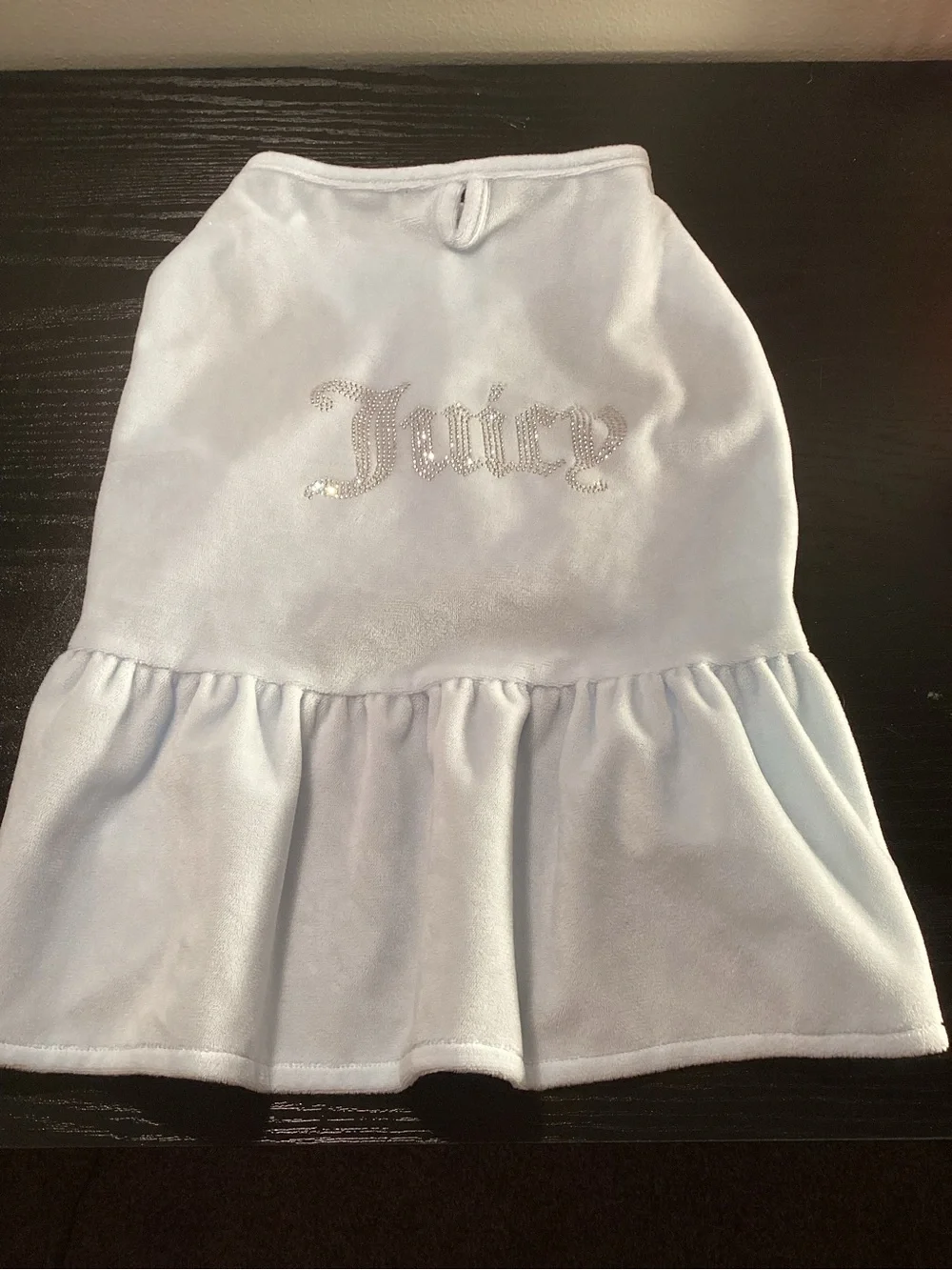 Juicy Couture Pale Blue Velour Ruffle Hem Dog Dress